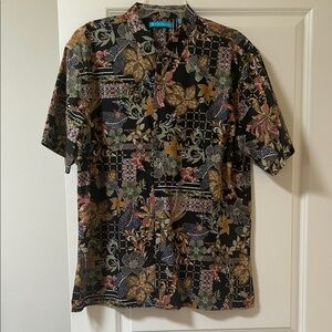 Tori Richard Black Batik Print Shirt